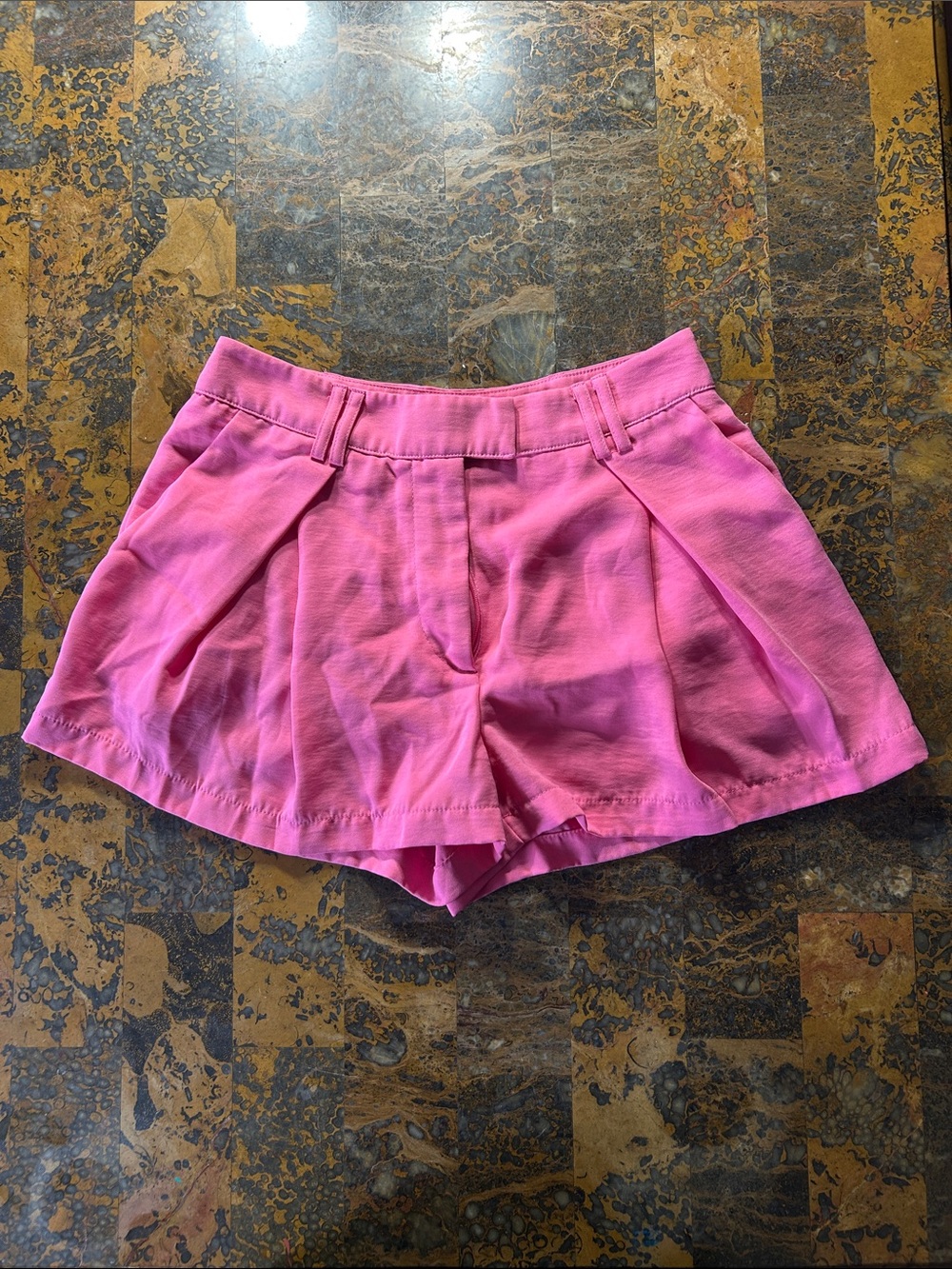 Forever 21 Pink Pleated High-Waist Shorts